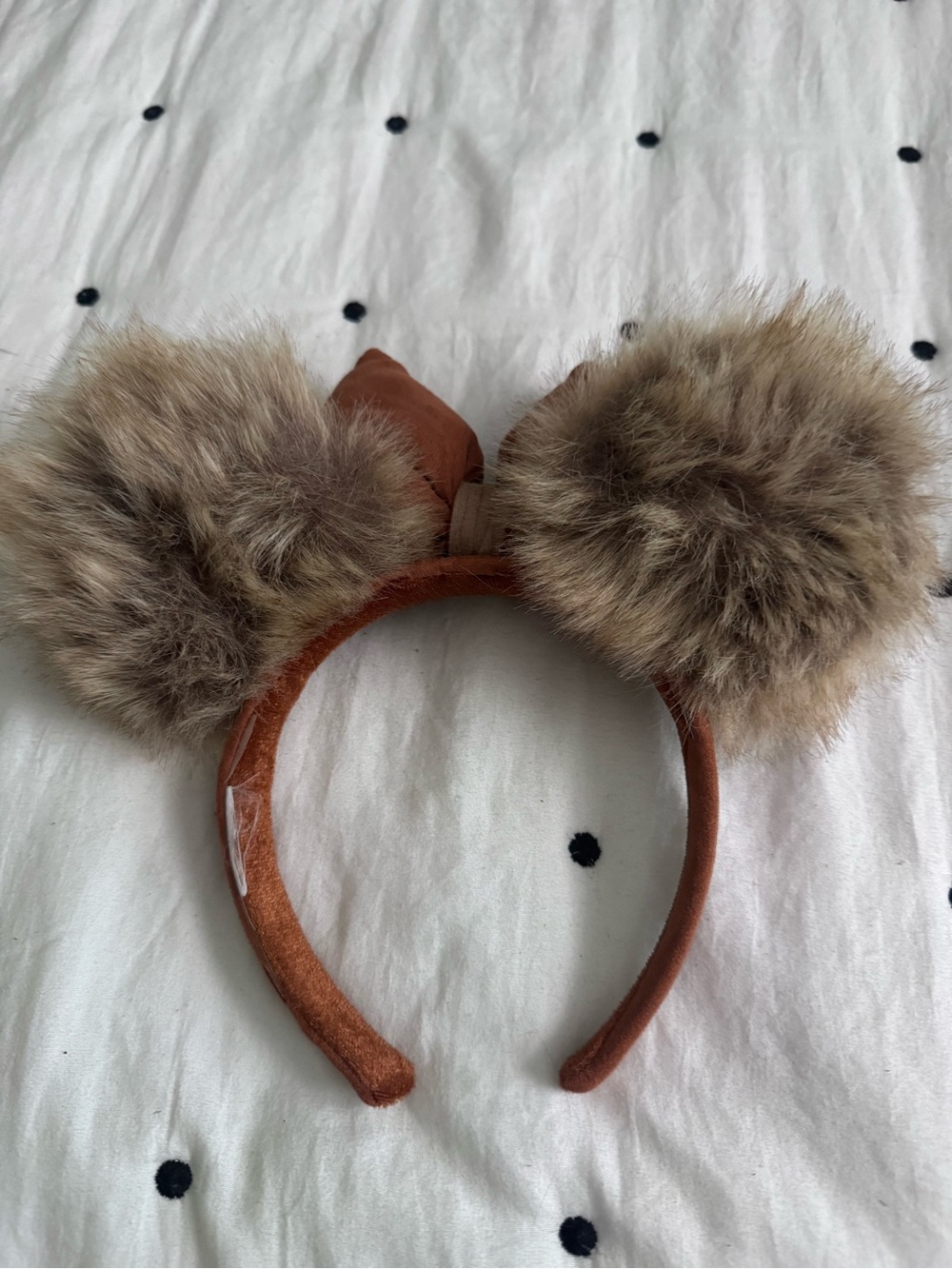 Disney Ewok Star Wars Brown Faux Fur Bow Headband - Picture 2 of 3